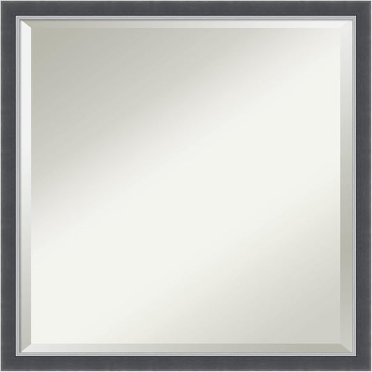 Amanti Art Black Bathroom Mirror for Over Sink, 22x22 Eva Black Silver Thin Square Vanity Mirror, Medium Modern Contemporary Frame, Hangs Horizonally and Vertically, Bathroom Wall Decor, Beveled Edge