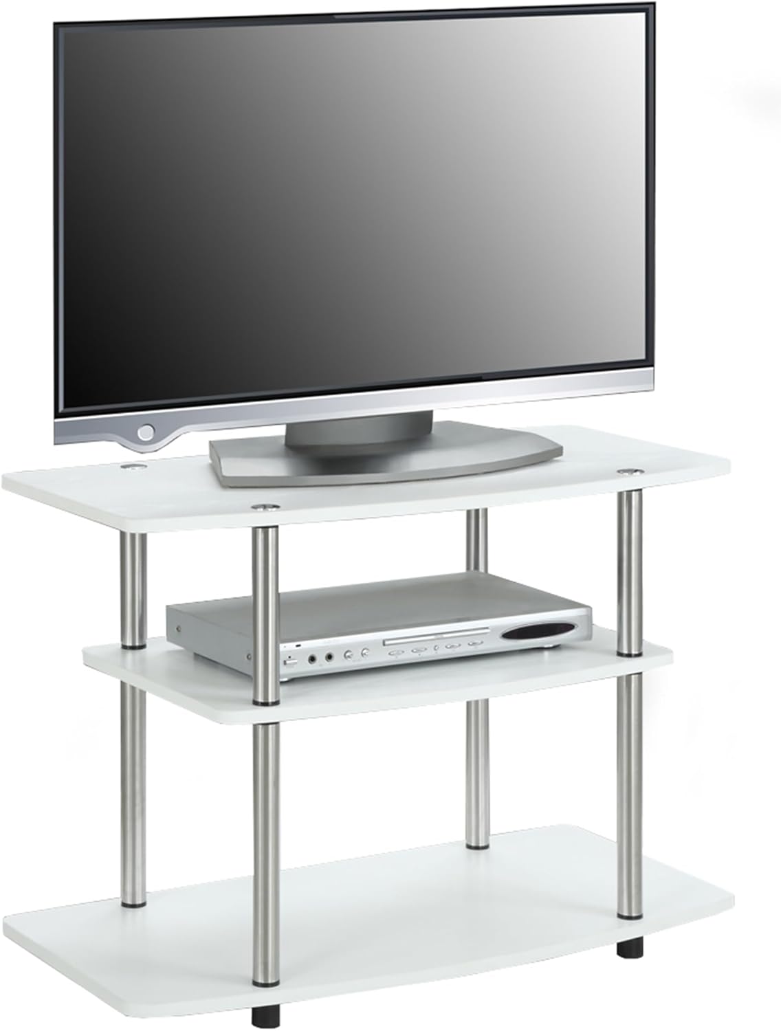 Convenience Concepts Designs2Go No Tools 3-Tier Stand Entertainment Center 37 Inches, Modern TV Console with Shelves for Living Room, 31.5", White