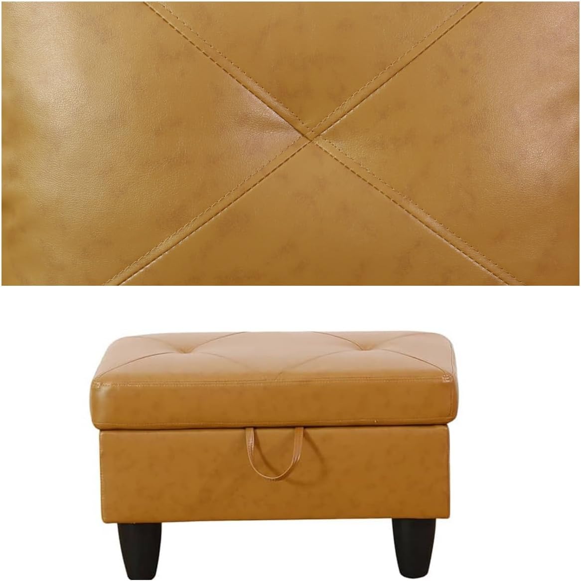 Modular Leather Sectional Couch, L Shaped Couch with Storage, Convertible Sofa with Ottomans, Modern Sectional Sofa for Living Room and Office, Ginger