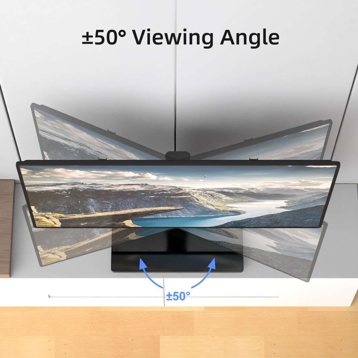 suptek Universal Swivel Table Top TV Stand for 26-55 inch LED OLED Flat Curved Screens, Height Adjustable TV Mount Stand with Glass Base Hold up to 99lbs, Max VESA 400x400mm,TS202