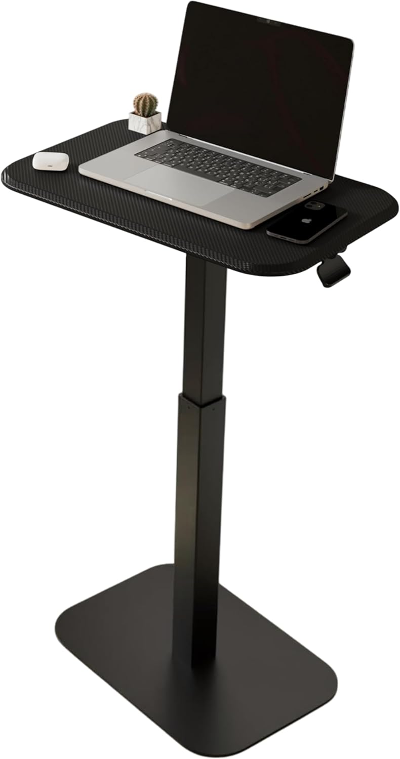 Ergohome™ ELEVANCE Table™ Height Adjustable Side Table for Couch or Bed, Laptop Table - Small End Table Office Coffee Table - C-Shaped Sofa Side Table with Multi-Function Black Base &Carbon Black Top
