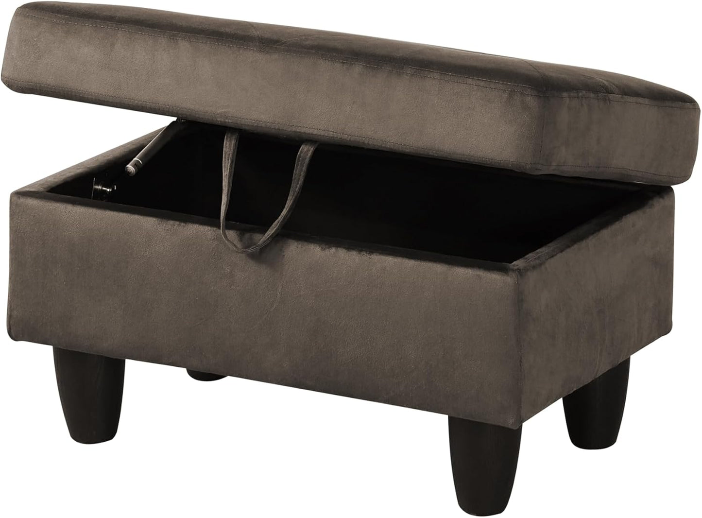 Grey L-Shaped 3-Piece Flannel Sofa with Storage Ottoman Set, Sectional Couch Sofa Set for Living Room, Office, Small Space