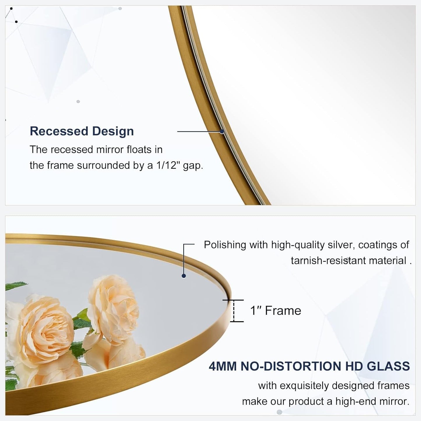 ANDY STAR 26 Inch Round Mirror, Brass Bathroom Mirror, Gold Circle Mirror with Stainless Steel Frame for Bathroom, Vanity, Living Room, Entryway