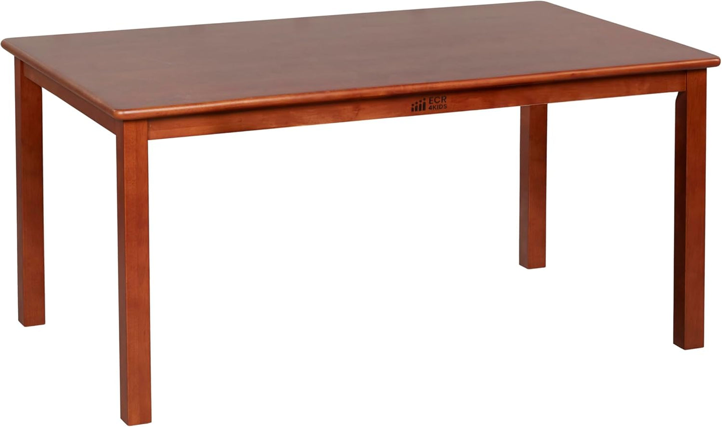 ECR4Kids 30in x 48in Rectangular Hardwood Table with 22in Legs, Kids Furniture, Dark Walnut