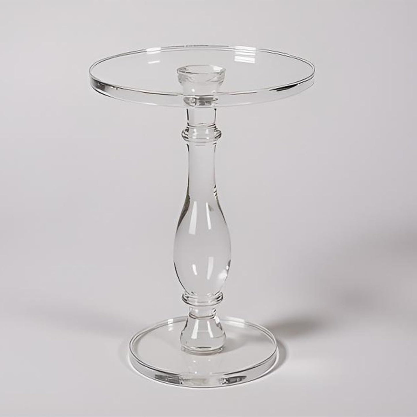 LIKENOW Acrylic End Table,Acrylic Side Table,Modern Nightstand with Clear Small Round Top and Solid Post for Living Room,Bedroom and Lobby 18.9x18.9x23.6High inches