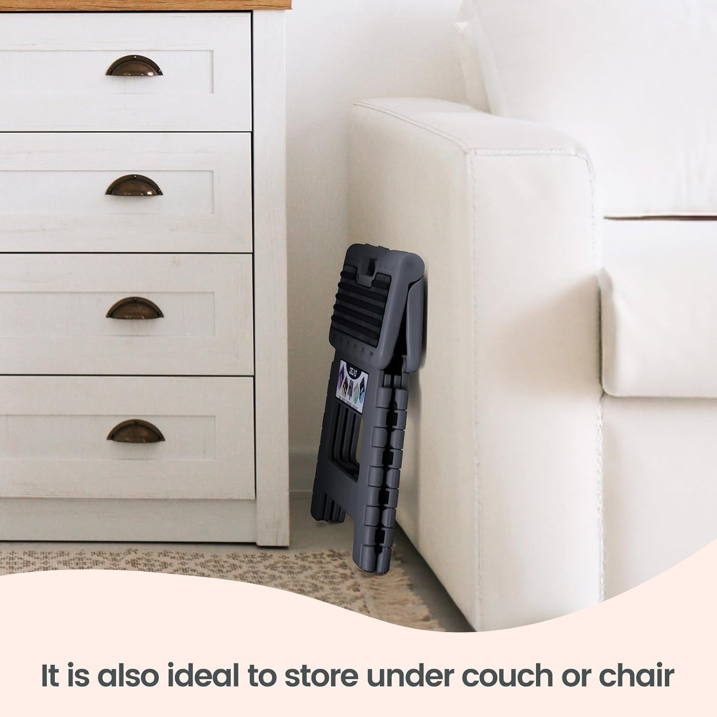 Delxo Folding Step Stool 9 Inch,Non-Slip Foldable Stools Up to 300 LBS,Kitchen Collapsible Fold Up Stepping Stool with Dotted 1 Pack,Gray