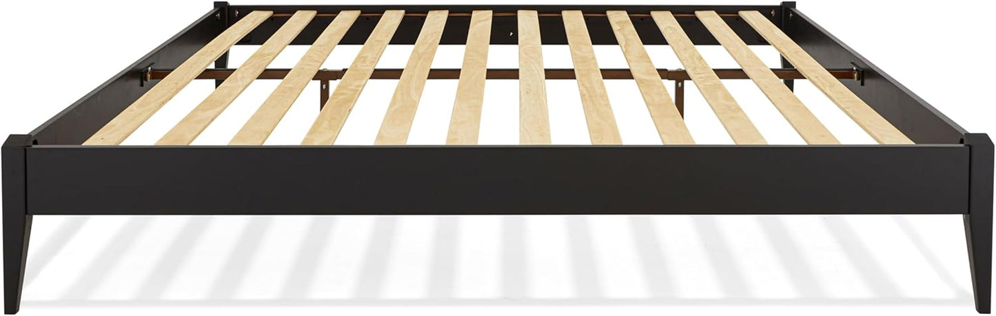 Bme Dinkee King Platform Bed Frame Wood 15 Inch - Solid Wood Bed Frame - Modern & Minimalist Style - 12 Strong Wood Slat Support - Easy Assembly - No Box Spring Needed - Black