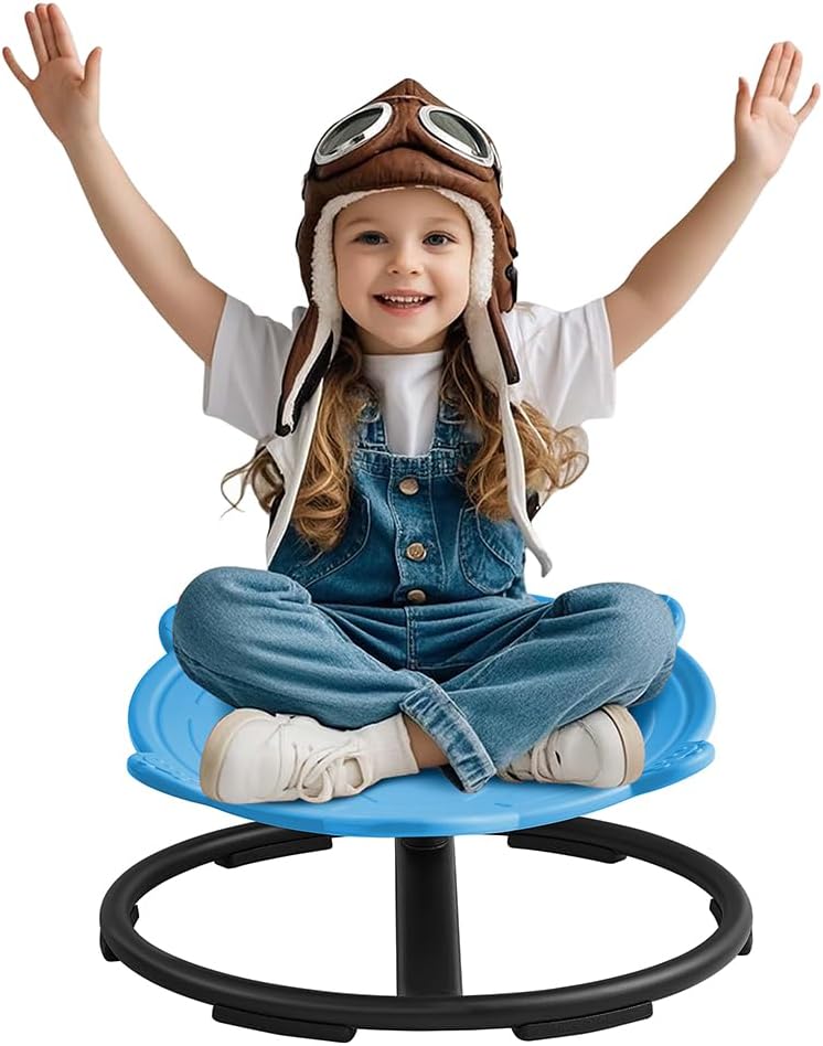 Swivel Chair for Kids, 360° Spinning Seat, Toddler Sit and Spin Wobble Chair, Sensory Balance Toys, Autism ADHD Chairs, Play Equipment Relief Motion Sickness for Boys Girls (Blue)