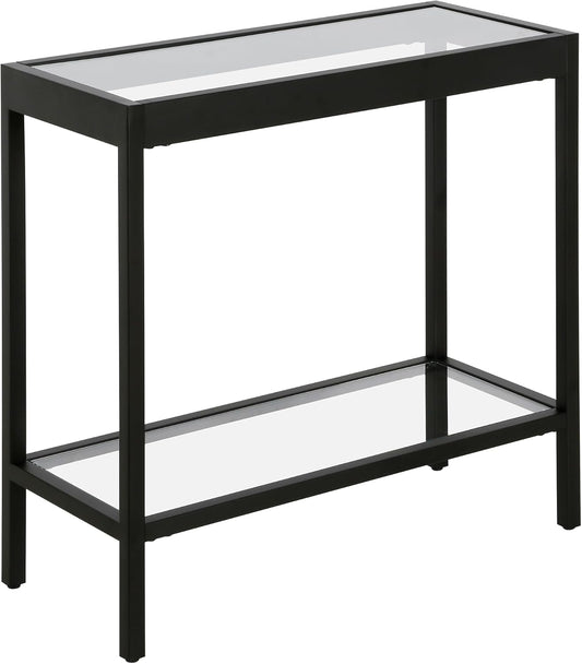 Henn&Hart 24" Wide Rectangular Rectangular Side Table in Blackened Bronze, Table for Living Room, Bedroom