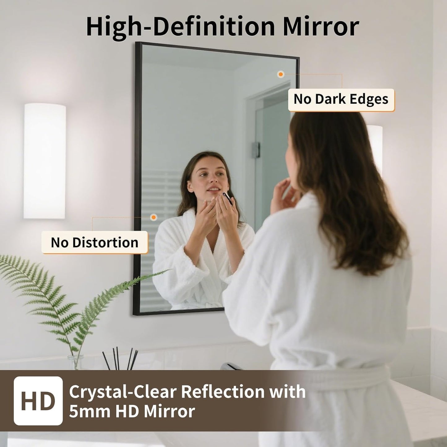 Matte Black Mirror, 40x30 Inch Aluminum Framed Rectangle Mirror, Anti-Rust, Tempered Glass, Square Corner Wall Mirror for Over Sink, Vanity, Bedroom, Entryway, Horizontal/Vertical