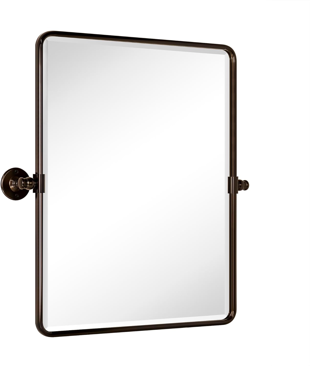 TEHOME 20x24'' Oil Rubbed Bronze Pivot Bathroom Vanity Mirror 24x20'' Metal Framed Dark Bronze Rectangle Tilting Beveled Vanity Mirrors for Wall