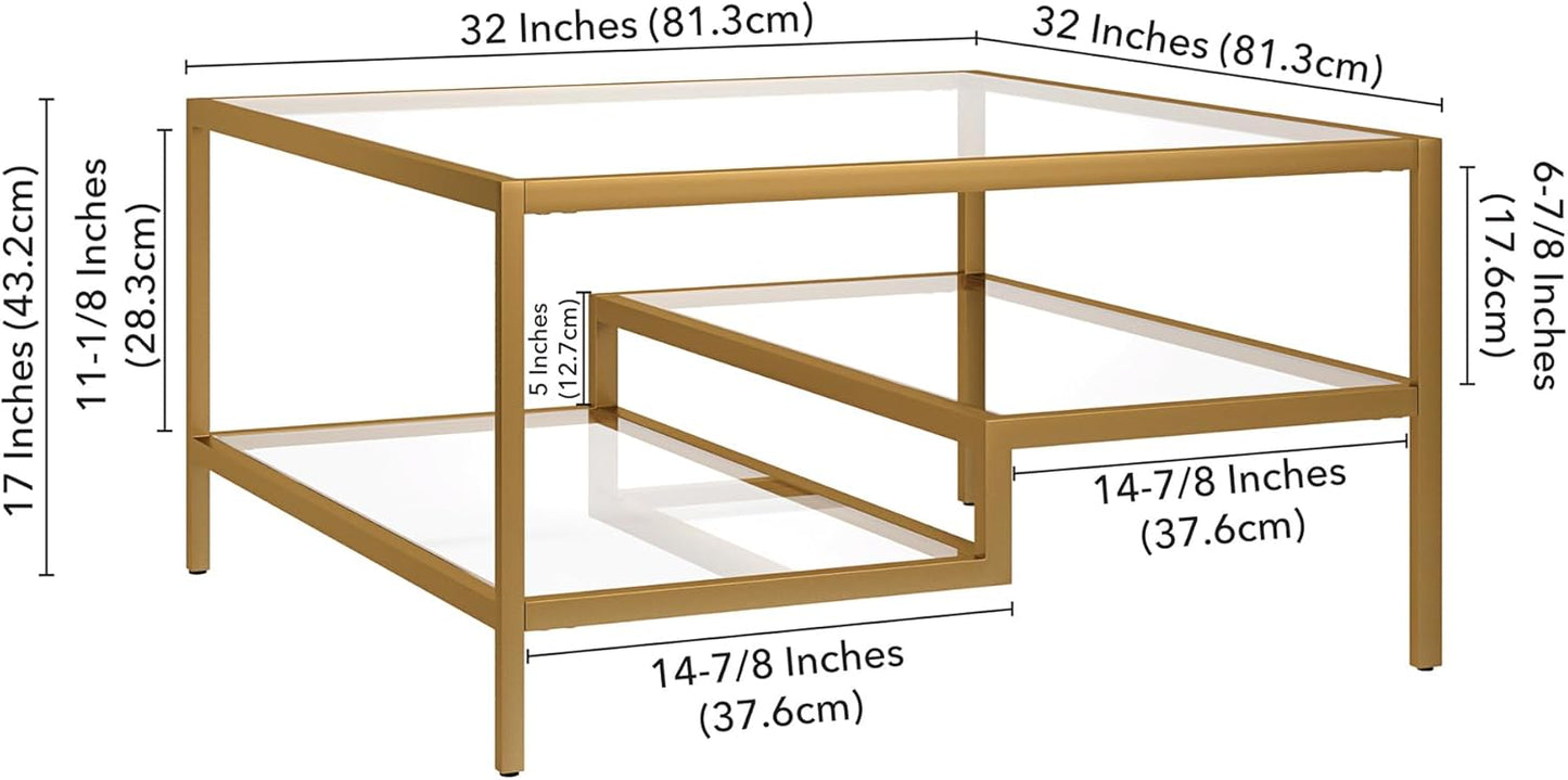 Henn&Hart Lovett Coffee Table, 20" Wide, Gold