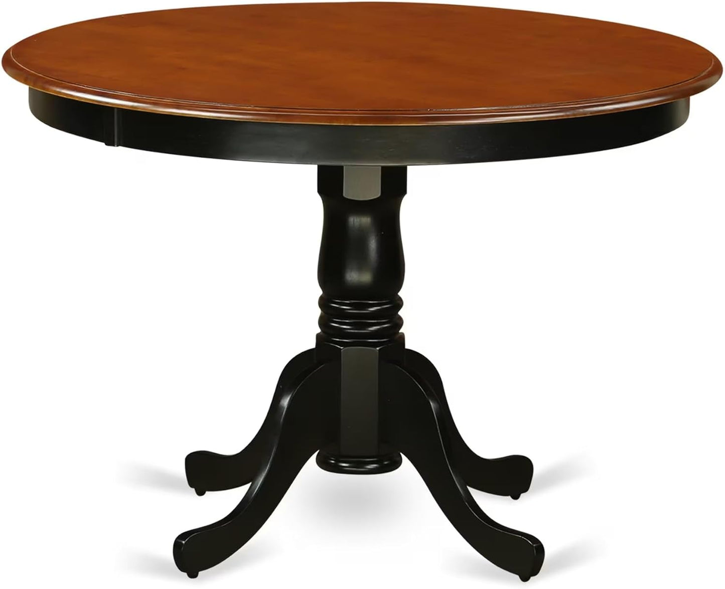 East West Furniture HLAV3-BCH-LC 3 Piece Dinette Set for Small Spaces Contains a Round Dining Table with Pedestal and 2 Faux Leather Dining Room Chairs, 42x42 Inch, Black & Cherry