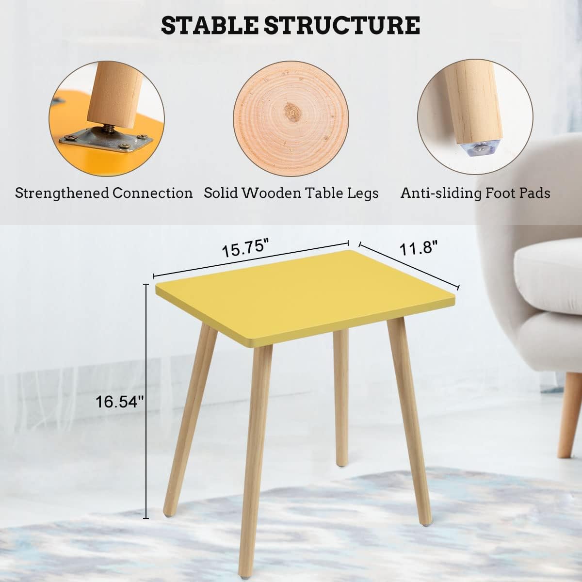 FORAOFUR Side Tables Living Room Set of 2, Small Wooden Table Accent Table Living Room, Bedroom, Accent Tables for Small Spaces, Easy Assembly