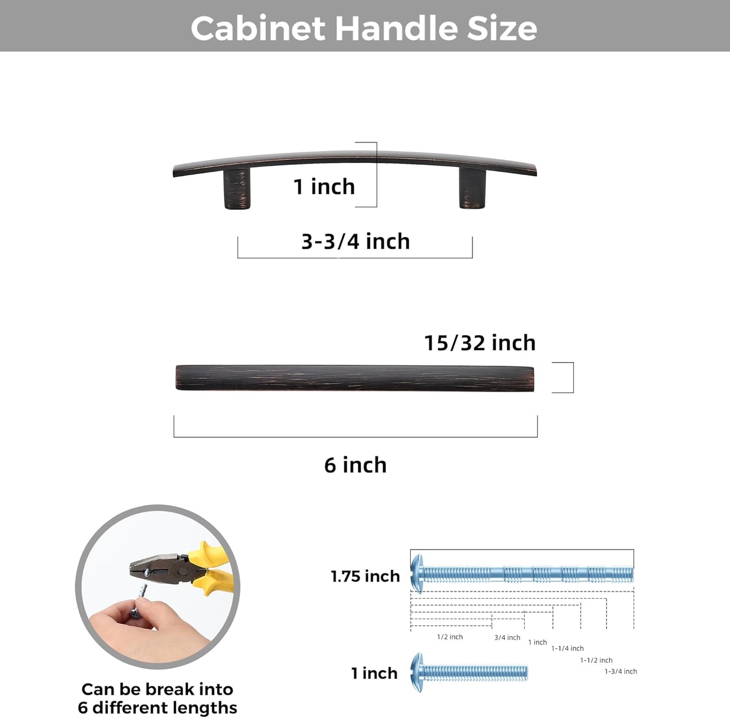 30 Pack Cabinet Handles 3.75" Hole Center - Curved Cabinet Pulls Oil Rubbed Bronze Drawer Pulls for Kitchen Cupboard Solid Hardware for Dresser Drawer Arch Hardware