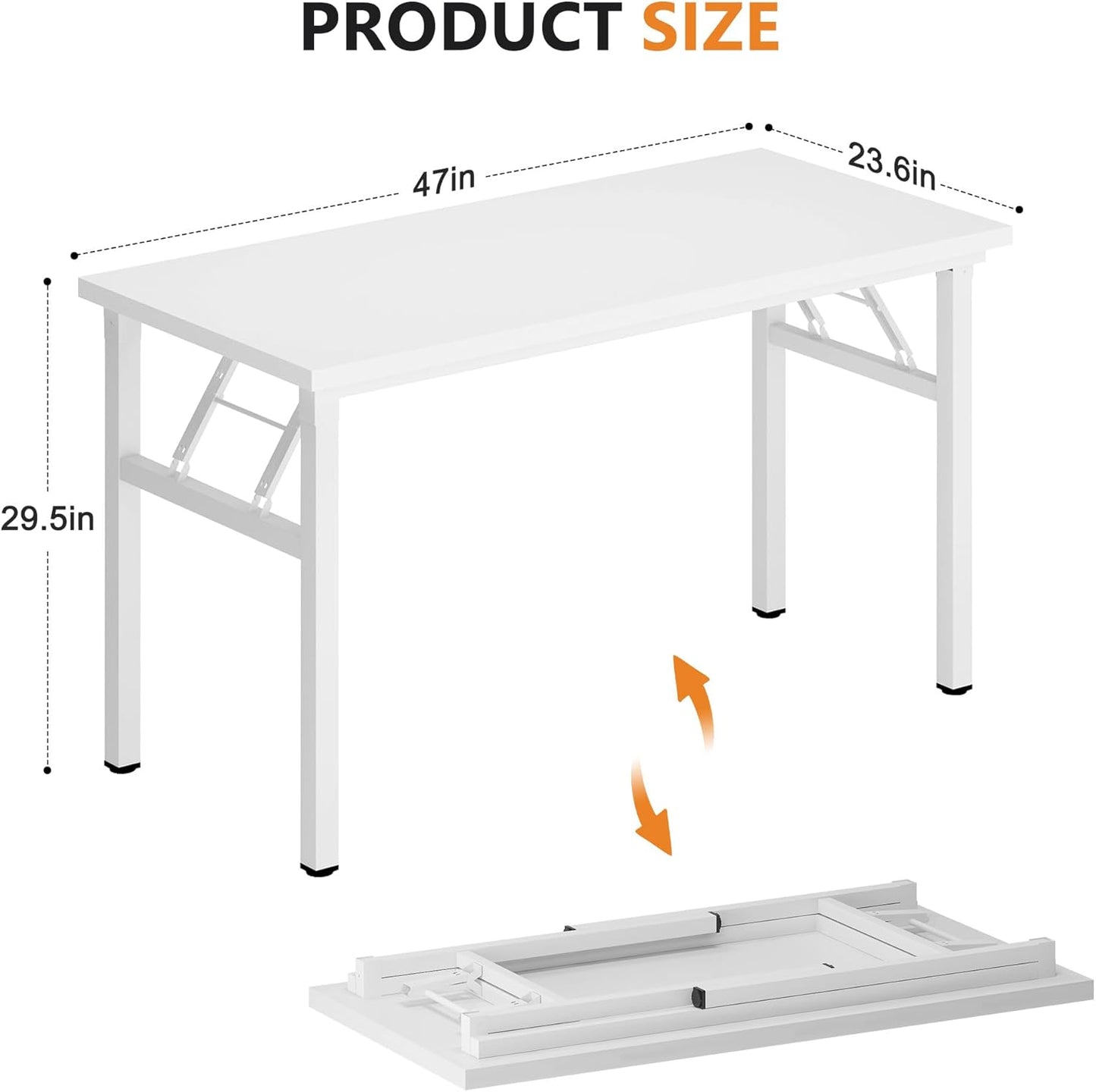Folding Desk, 47 inch No Assembly Folding Desks for Small Spaces, Sturdy Foldable Computer Desk, Functional Home Office Desks, Study Writing Desk Office Table Workstation for Home Office Outdoor