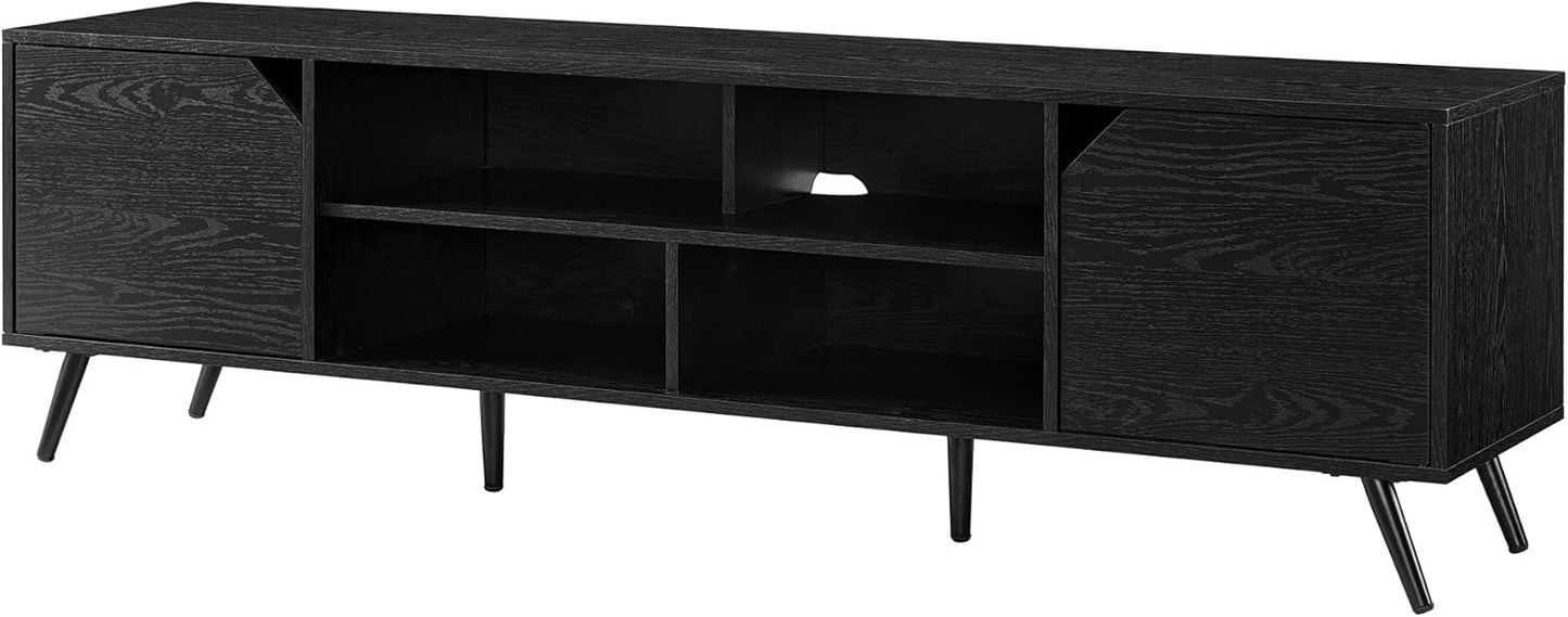 Walker Edison Nora Modern Minimal Open-Shelf TV Stand for TVs up to 80 Inches, 70 Inch, Black