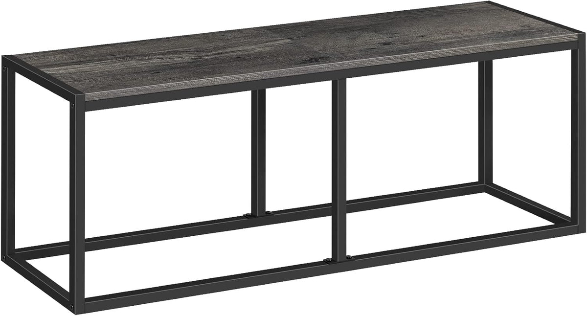 HOOBRO Dining Bench, 47.2 Inch Industrial Style Kitchen Table Bench, Steel Frame, Easy to Assemble, for Kitchen, Dining Room, Charcoal Gray and Black BC12CD01