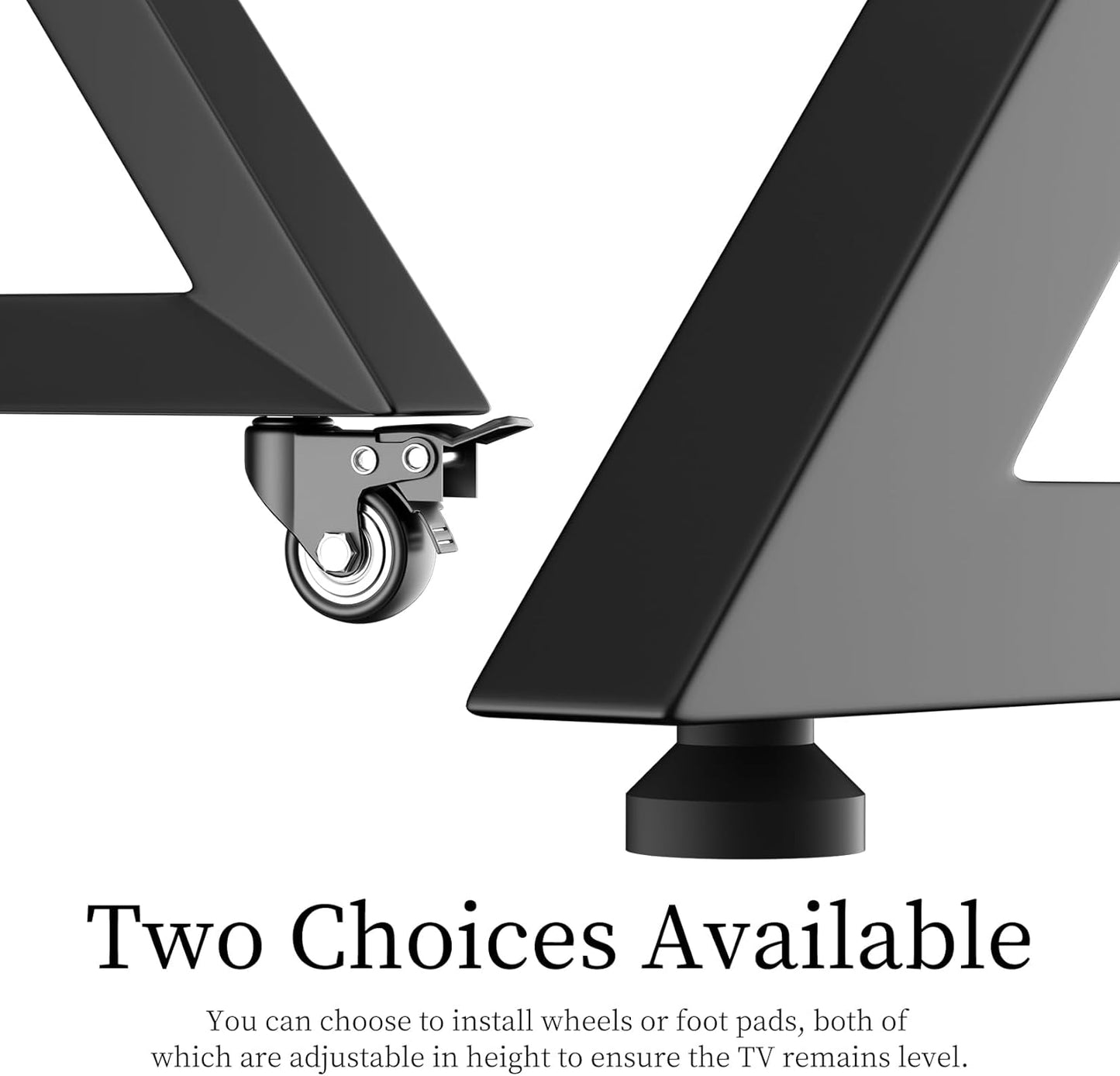 unho White TV Floor Stand with Wheels Shelves for 65 to 100 inch Large LCD/LED Flat Curved Screen up to 220lbs, Adjustable Heights TV Mount Stands VESA 800x600mm, Rolling TV Stand for Bedroom Office