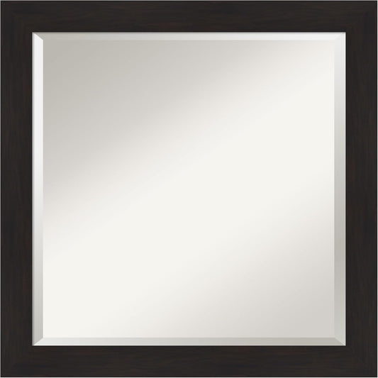 Amanti Art Brown Wall Mirror 24x24 Furniture Espresso Narrow Square Bathroom Mirror for Wall Decor Living Room, Medium Casual Frame, Hangs Horizonally and Vertically, Bathroom Decor, Beveled Edge
