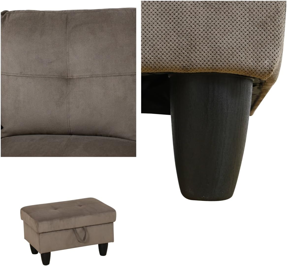 NAYSAYE Sectional Couch with Ottoman Storage, L Shaped Couch Sofa Furniture Sets, Modern Comfy Modular Comfy Sofa for Living Room Bedroom, Office and Apartment, Brown