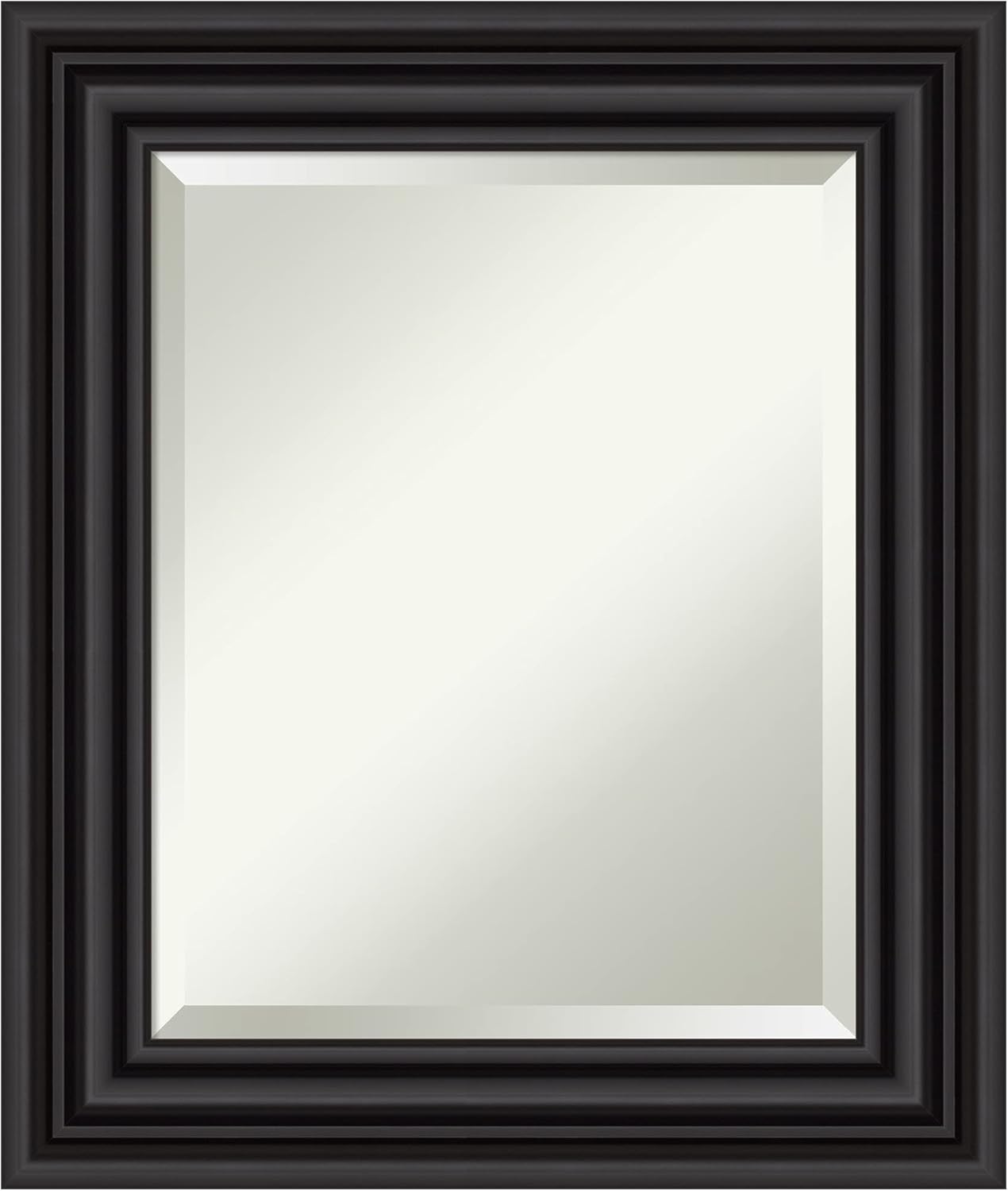 Amanti Art Black Bathroom Mirror for Over Sink, 26x22 Colonial Black Rectangle Vanity Mirror, Small Traditional Frame, Hangs Horizonally and Vertically, Bathroom Wall Decor, Beveled Edge