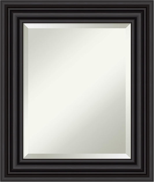 Amanti Art Black Bathroom Mirror for Over Sink, 26x22 Colonial Black Rectangle Vanity Mirror, Small Traditional Frame, Hangs Horizonally and Vertically, Bathroom Wall Decor, Beveled Edge