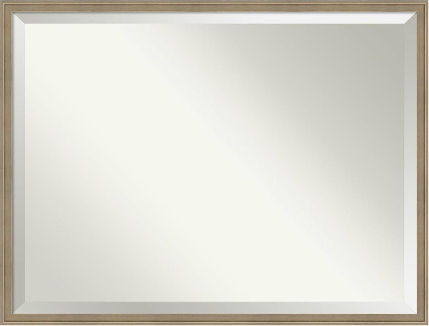 Amanti Art Brown Bathroom Mirror for Over Sink, 32x42 Florence Light Brown Rectangle Vanity Mirror, X-Large Casual Frame, Hangs Horizonally and Vertically, Bathroom Wall Decor, Beveled Edge