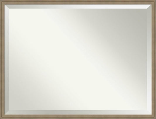 Amanti Art Brown Wall Mirror 32x42 Florence Light Brown Rectangle Bathroom Mirror for Wall Decor Living Room, X-Large Casual Frame, Hangs Horizonally and Vertically, Bathroom Decor, Beveled Edge