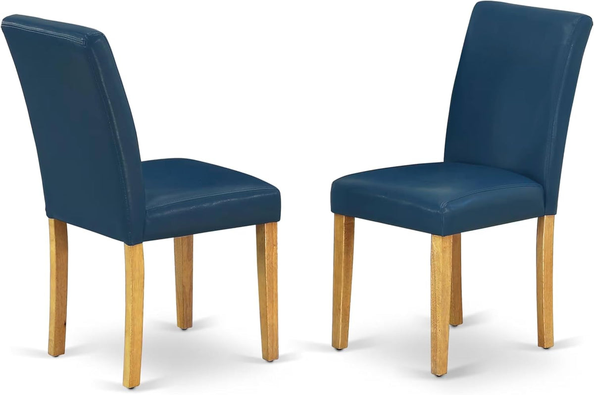 East West Furniture CAAB5-OAK-55 5 Piece Dining Set Includes a Rectangle Dining Room Table and 4 Oasis Blue Faux Leather Upholstered Parson Chairs, 36x60 Inch, Oak