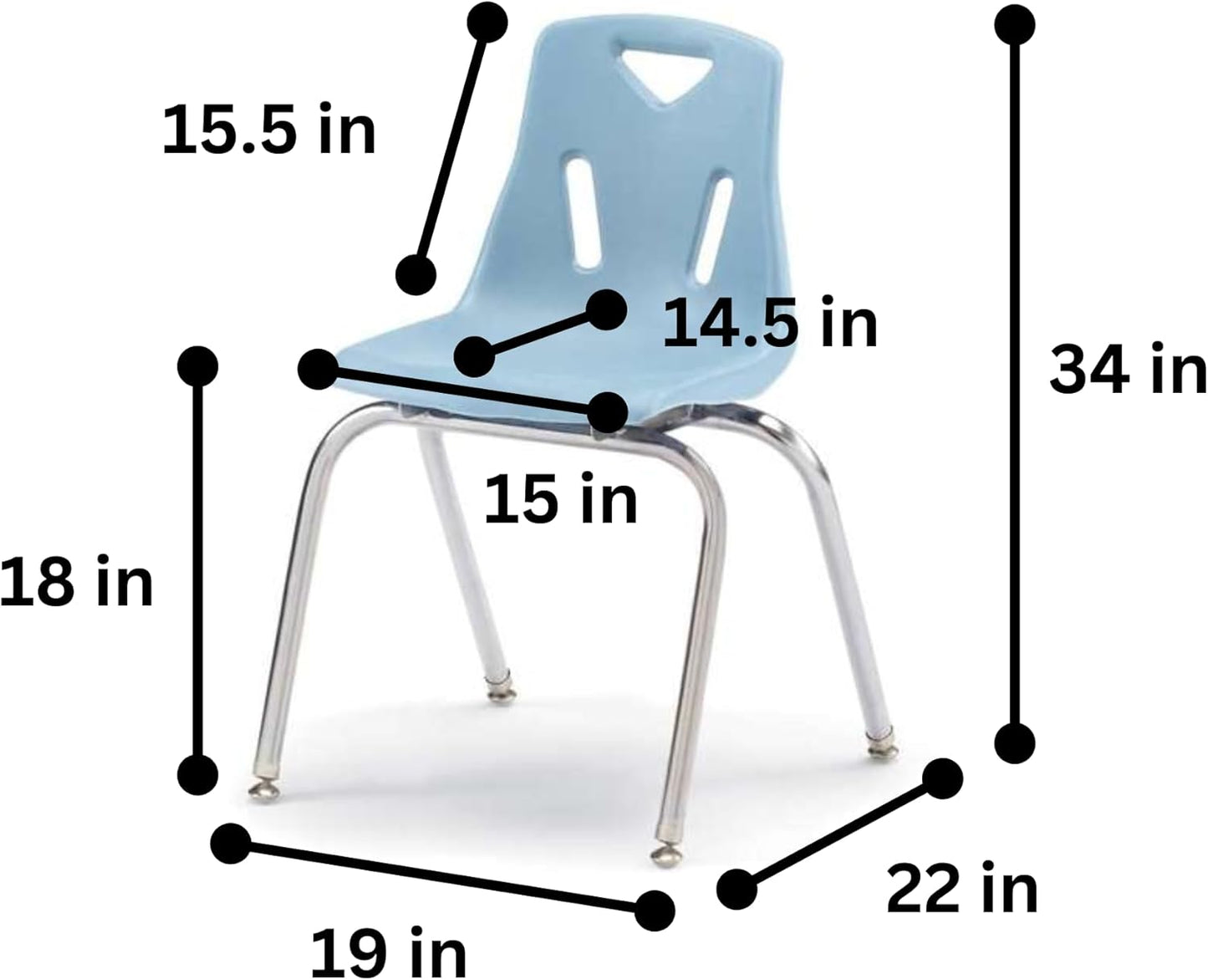 Berries Jonti-Craft 8148JC6131 Stacking Chairs with Chrome-Plated Legs, 18" Height, Coastal Blue, Pack of 6