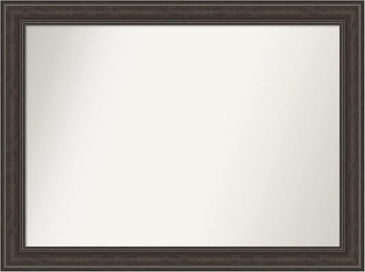 Amanti Art Brown Bathroom Mirror for Over Sink, 33x44 Shipwreck Greywash Rectangle Vanity Mirror, X-Large Traditional Frame, Hangs Horizonally and Vertically, Bathroom Wall Decor, Non-Beveled Edge