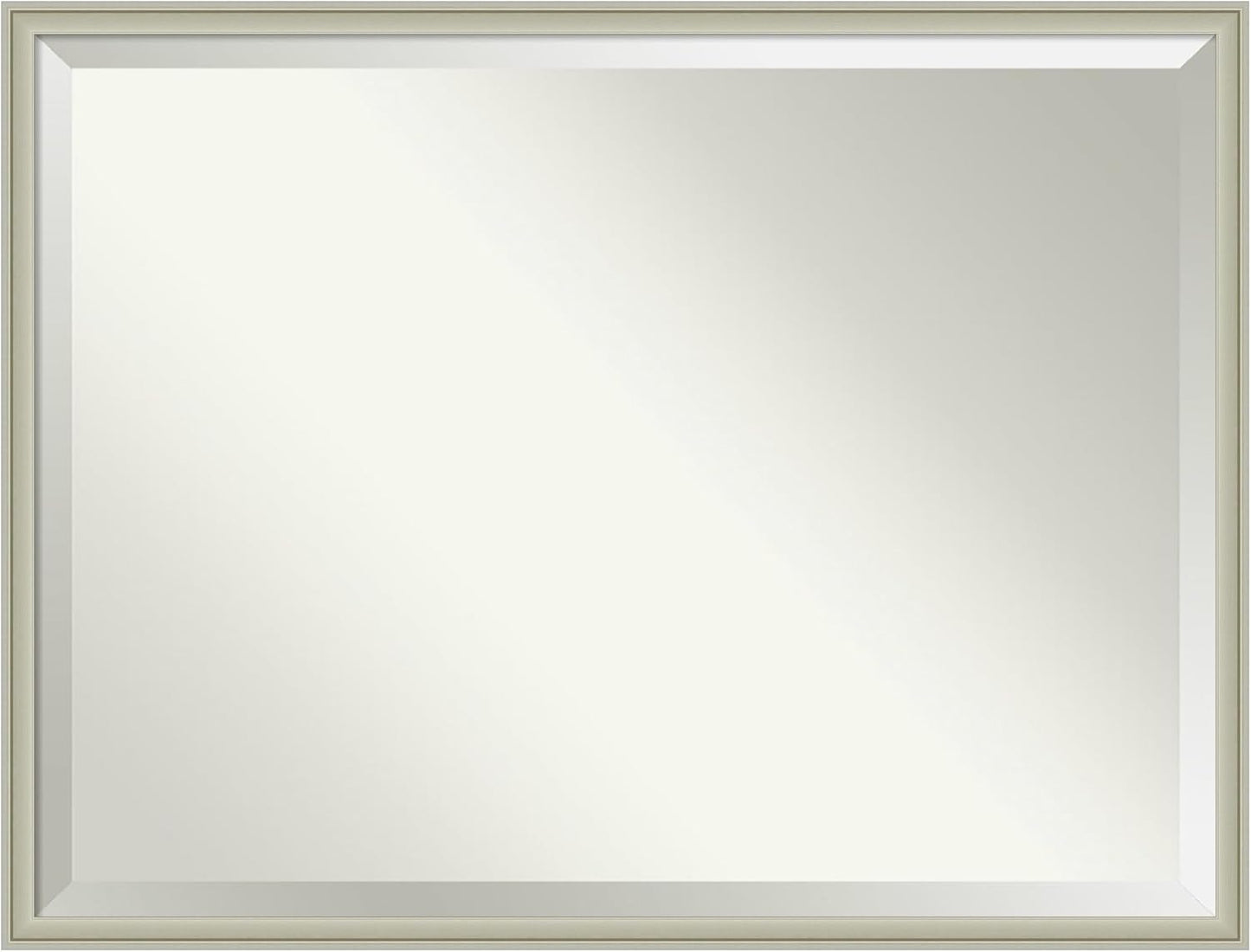 Amanti Art Silver Bathroom Mirror for Over Sink, 32x42 Florence Silver Rectangle Vanity Mirror, X-Large Casual Frame, Hangs Horizonally and Vertically, Bathroom Wall Decor, Beveled Edge from WI, USA