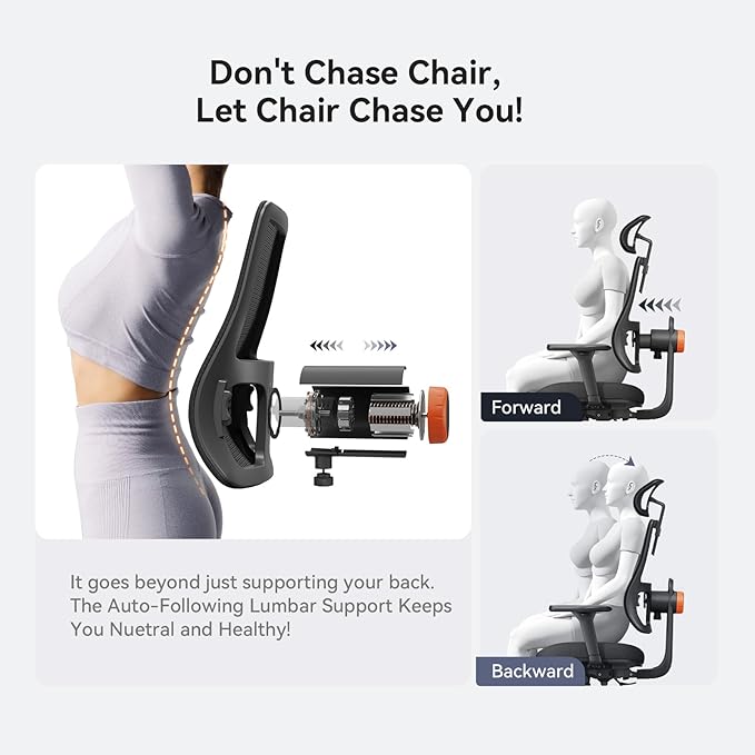 Newtral Ergonomic Home Office Chair-Office Desk Chair with Footrest, Auto-Following Backrest & Headrest, 4D Armrests, 96°-136° Recline (Black, with Laptop Table + 2D Headrest)
