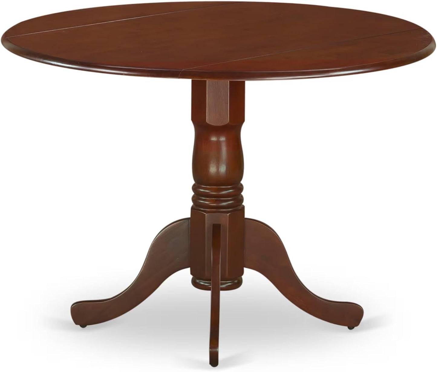 East West Furniture DLAS3-MAH-26 3 Piece Mid Century Modern Dining Table Set contain A Wooden Kitchen Table and 2 Burgundy Polyester Fabric Mid Century Modern Dining Chairs, Mahogany