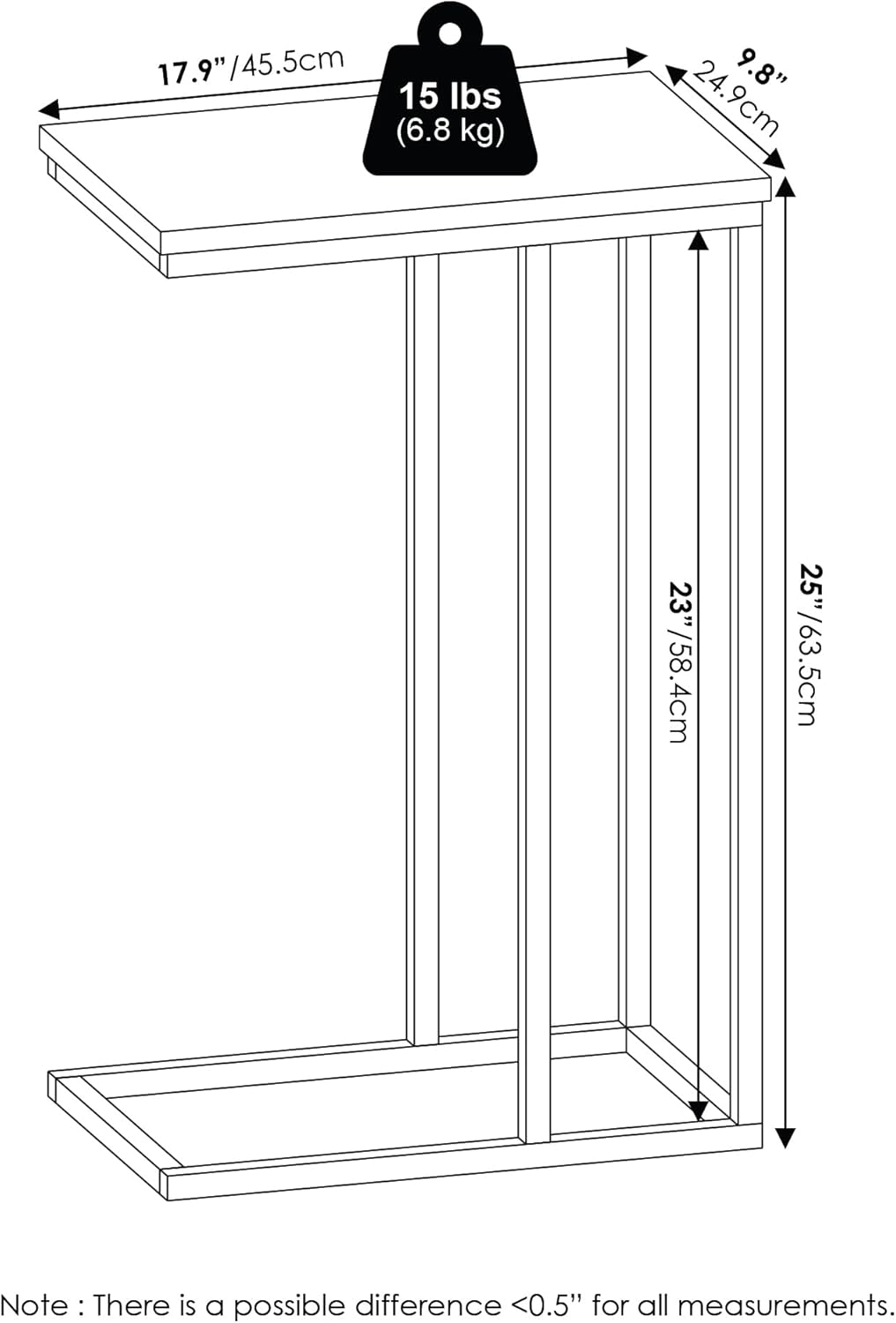 Furinno Camnus Modern Living Sofa Side Table, French Oak Grey, Set of 2