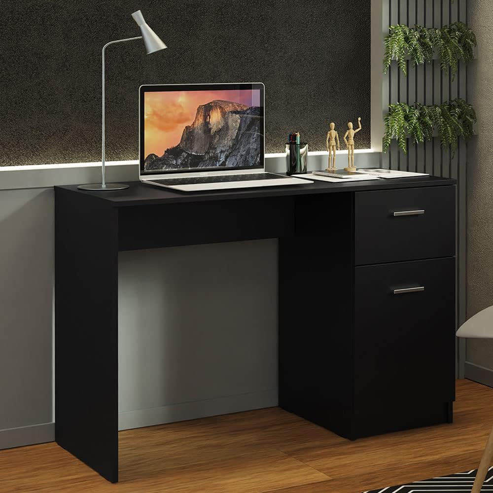 Madesa Compact Computer Desk Study Table for Small Spaces Home Office 43 Inch Student Laptop PC Writing Desks with Storage and Drawer, Modern Ergonomic Gaming Workstation - Black