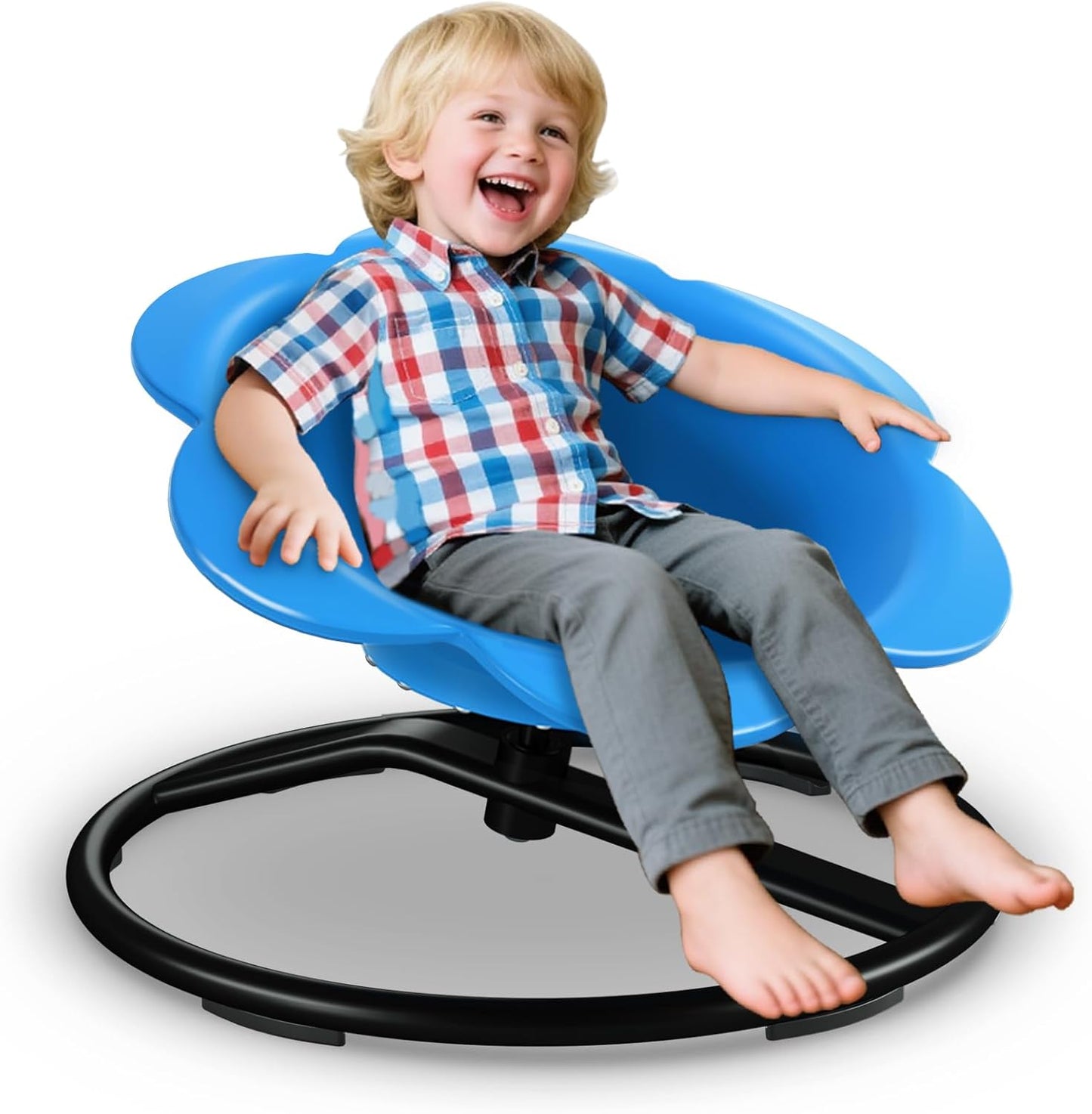 Lucky Flower Spinning Chair for Autism Kids, Sensory Swivel Chair Training Body Coordination, Sit and Spin Autism & ADHD Sensory Toys for Kids, Sensory Products Toys for Ages 3+ (Blue)