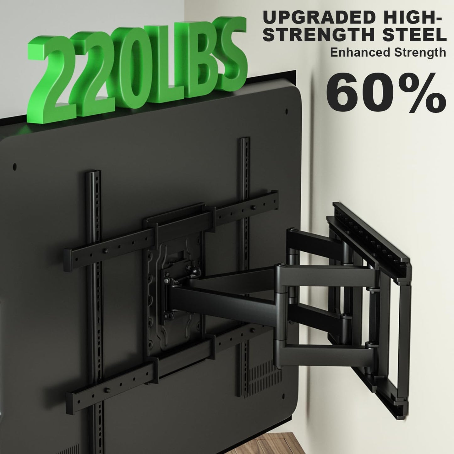 TV Wall Mount for 32"-100" up to 220 lbs, USX MOUNT Full Motion TV Mount with Swivel Tilt Dual Articulating Arms, Pre-Assembled Universal Wall Bracket, Max VESA 800x600mm, 12″-24″ Wood Studs