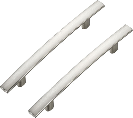 30 Pack Cabinet Handles 4" Hole Center - Curved Cabinet Pulls Brushed Nickel Drawer Pulls for Kitchen Cupboard Solid Hardware for Dresser Drawer Arch Hardware