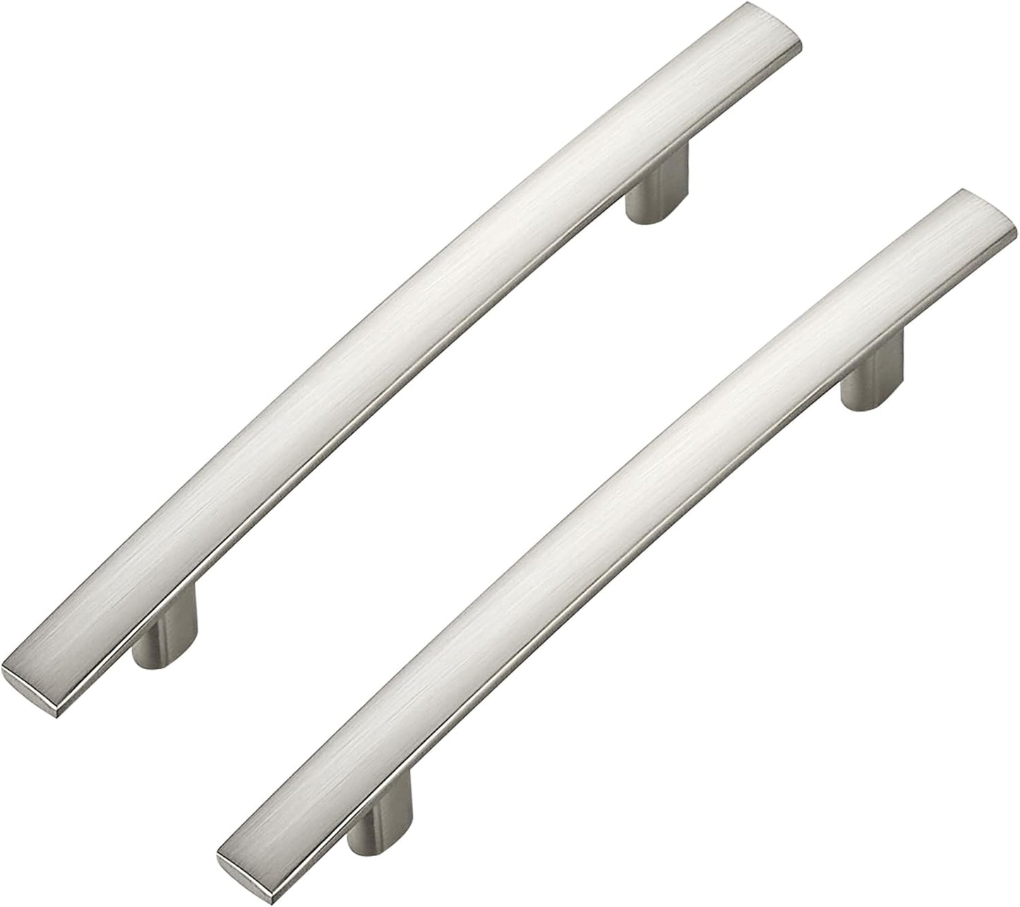 5 Pack Cabinet Handles 4" Hole Center - Curved Cabinet Pulls Brushed Nickel Drawer Pulls for Kitchen Cupboard Solid Hardware for Dresser Drawer Arch Hardware