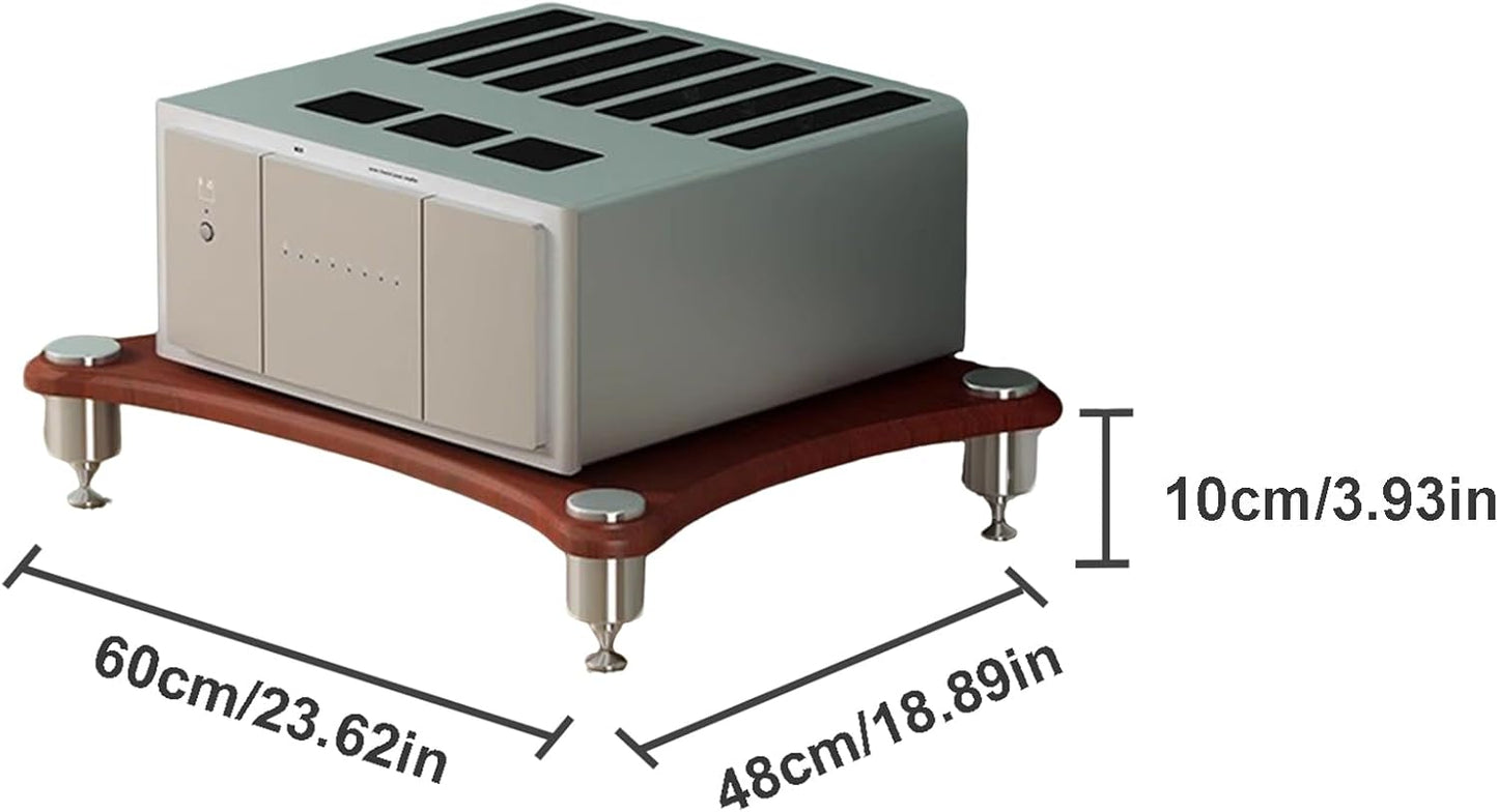 1-Tier AV Media Stand, Stereo Racks and Stands, Video Component Cabinet Audio Rack Tower for DVD Player Game Console TV Box WiFi Routert (Dark Wood, 1-Tier)