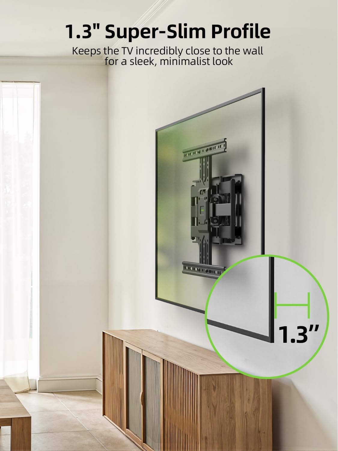 USX MOUNT Ultra Slim TV Wall Mount 37-75 Inch TVs Mount with Swivel and Tilt, Low Profile Full Motion Bracket with Articulating Dual Arms, Up to VESA 400X400 mm Max 16" Wood Studs, Holds 99lbs