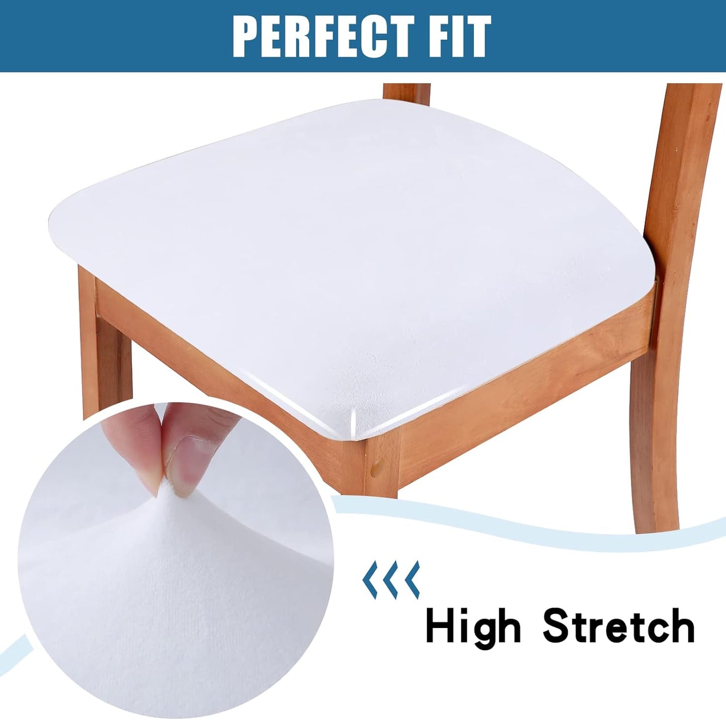 Smiry Velvet Seat Covers for Dining Room Chair Set of 2, Stretch Fit Removable Washable Chair Seat Cushion Protector Slipcovers with Ties, White