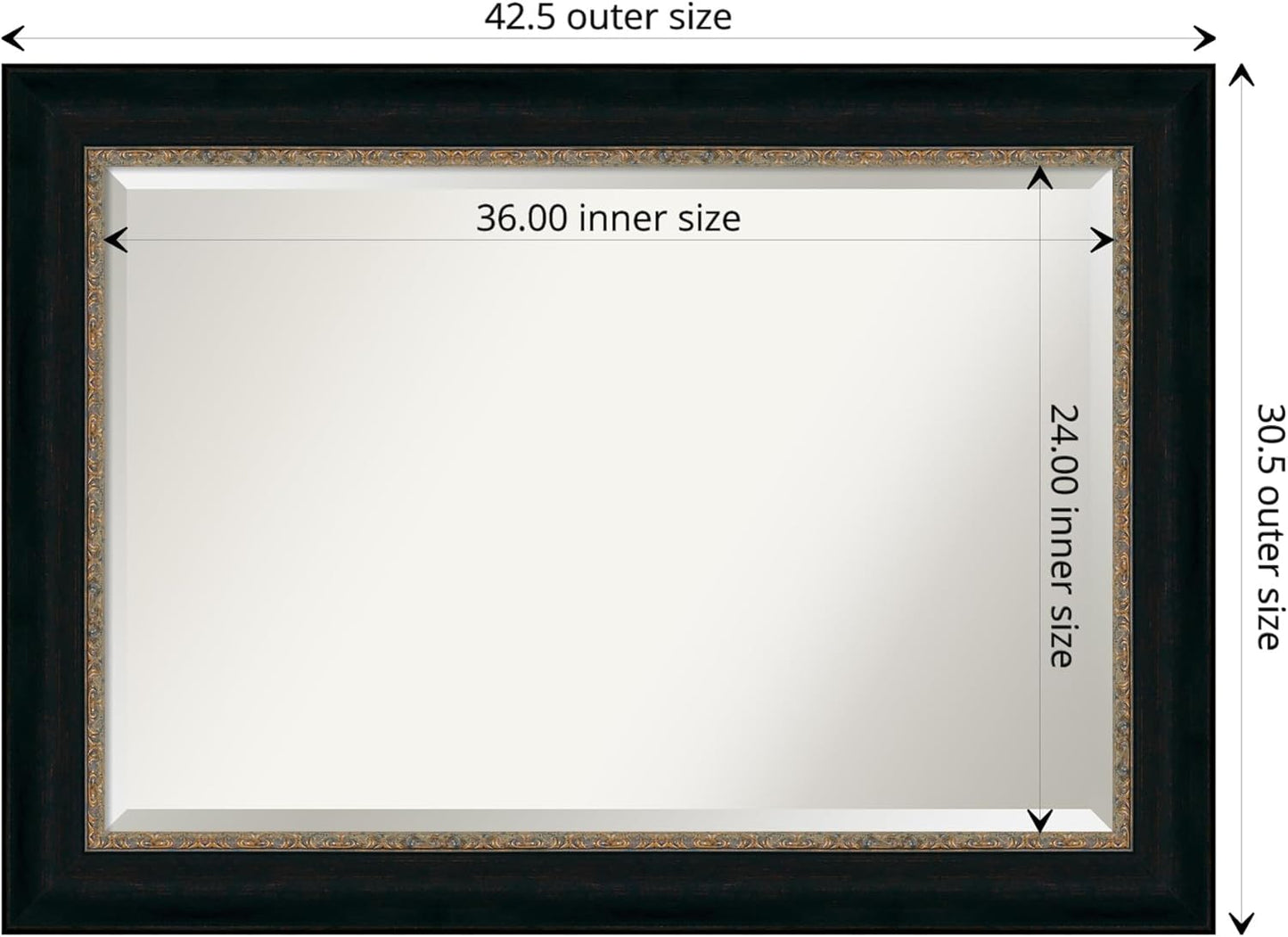 Amanti Art Bronze Bathroom Mirror for Over Sink, 31x43 Paragon Bronze Rectangle Vanity Mirror, Large Traditional Frame, Hangs Horizonally and Vertically, Bathroom Wall Decor, Beveled Edge