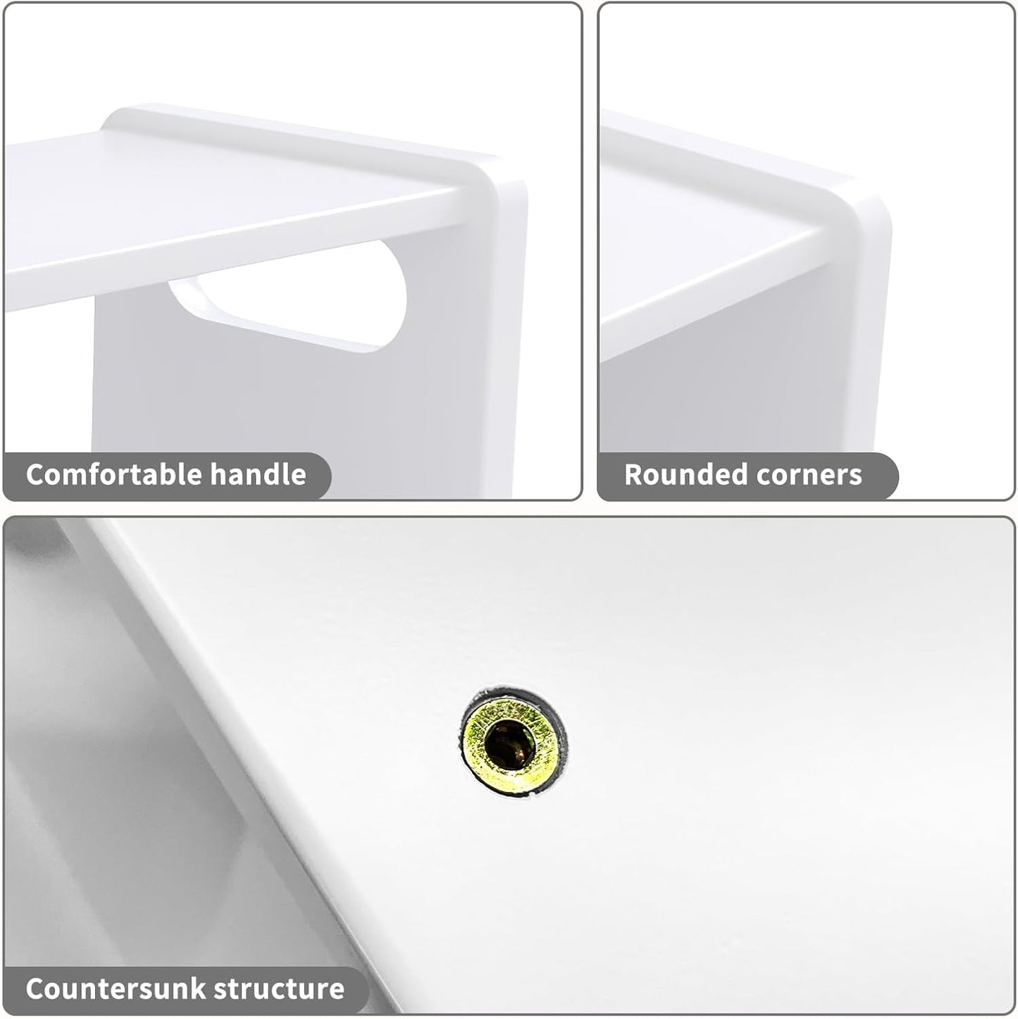 Wooden Step Stool for Kids/Adults,Supports 300 lbs Kids Toddler Stepping Stool for Toilet/Kitchen/Bed,White 2 Packs