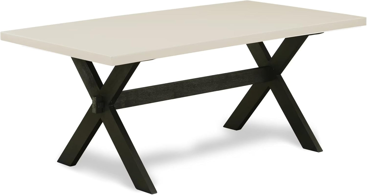 East West Furniture X627MZ606-9 9 Piece Modern Dining Table Set Includes a Rectangle Dining Room Table with X-Legs and 8 Shitake Linen Fabric Upholstered Chairs, 40x72 Inch, Multi-Color