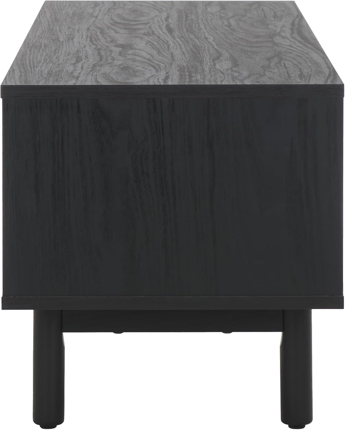 SAFAVIEH Aino TV Stand for up to 60" Flatscreen – Black, 2 Sliding Doors with Interior Storage, 1 Open Shelf, Entertainment Media Console (MED9619B)