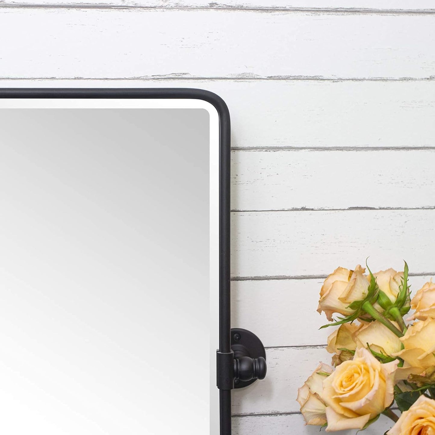 Farmhouse Pivot Rectangle Bathroom Mirror Black Metal Framed Tilting Beveled Vanity Mirrors for Wall 20x30''