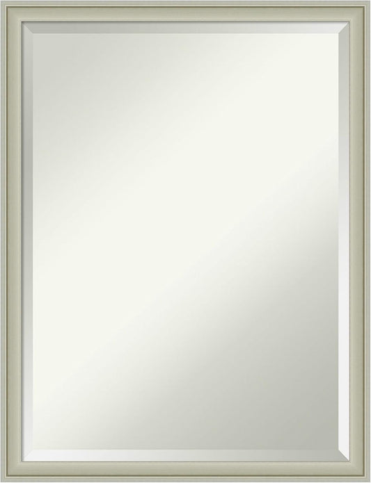 Amanti Art Silver Bathroom Mirror for Over Sink, 26x20 Florence Silver Rectangle Vanity Mirror, Medium Casual Frame, Hangs Horizonally and Vertically, Bathroom Wall Decor, Beveled Edge from WI, USA